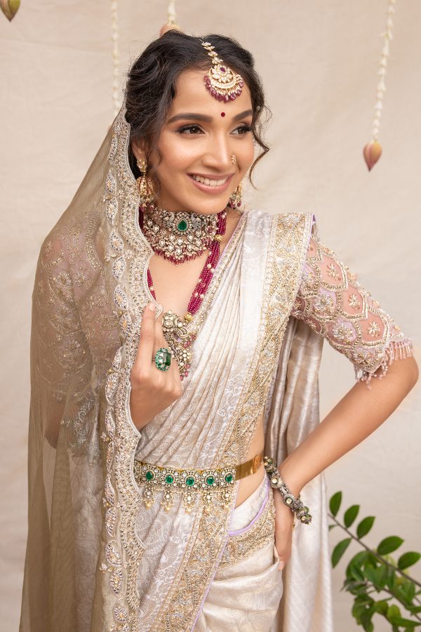 Timeless Wedding Elegance: Pure Silver Hair Accessories and Graceful Muhurtham Sarees